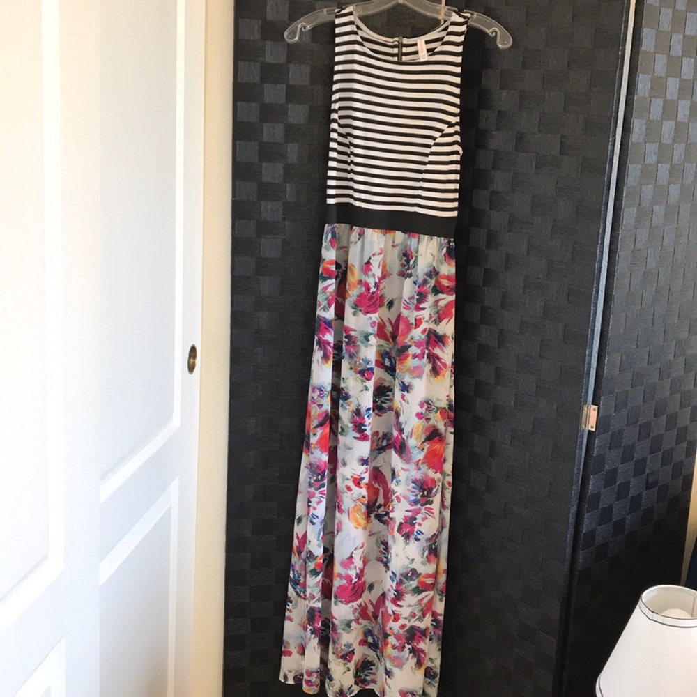 Floral and stripe Maxi Dress